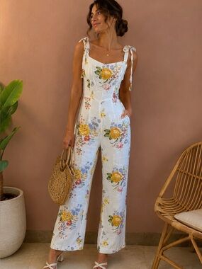 REFORMATION Floral Print Jumpsuit